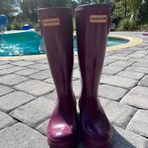 Kids Hunter Rainboots- Eggplant, Size 5